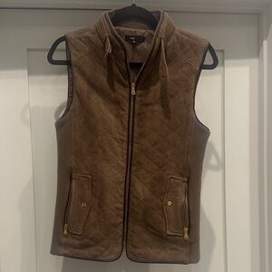 FATE Brown Quilted Vest with Gold Accents